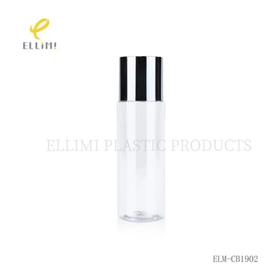 150ml/180ml Clear PET Cylindrical Cosmetic Toner Bottle With Electroplated Silver Cap