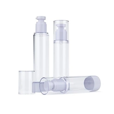 Empty Clear PP Airless Pump Bottles - Refillable Cylinder Containers For Cosmetic Serum & Lotion Use